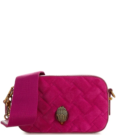 Kurt Geiger London Kensington Small Suede Quilted Camera Crossbody Bag