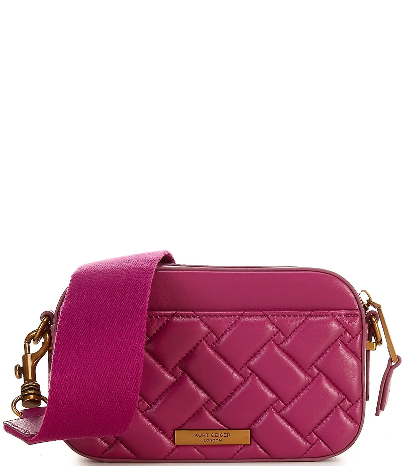 Kurt Geiger London Kensington Small Suede Quilted Camera Crossbody Bag