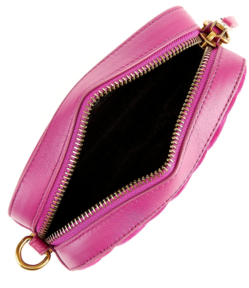 Kurt Geiger London Kensington Small Suede Quilted Camera Crossbody Bag