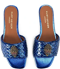 Kurt Geiger London Kensington Snake Print Leather Ornament Slide Sandals