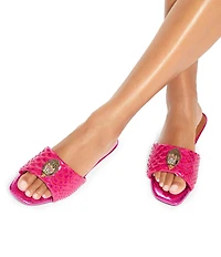 Kurt Geiger London Kensington Snake Print Leather Ornament Slide Sandals