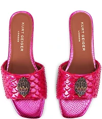 Kurt Geiger London Kensington Snake Print Leather Ornament Slide Sandals
