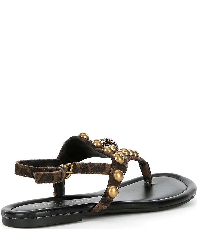 Kurt Geiger London Kensington Studded Leopard Logo Ornament Slingback Sandals