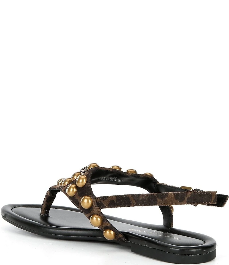 Kurt Geiger London Kensington Studded Leopard Logo Ornament Slingback Sandals