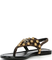 Kurt Geiger London Kensington Studded Leopard Logo Ornament Slingback Sandals