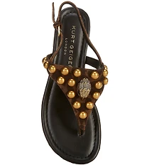 Kurt Geiger London Kensington Studded Leopard Logo Ornament Slingback Sandals