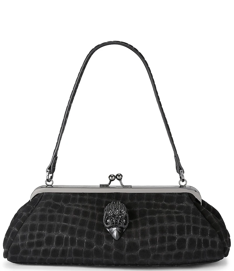 Kurt Geiger London Kensington Suede Croc Frame Shoulder Bag