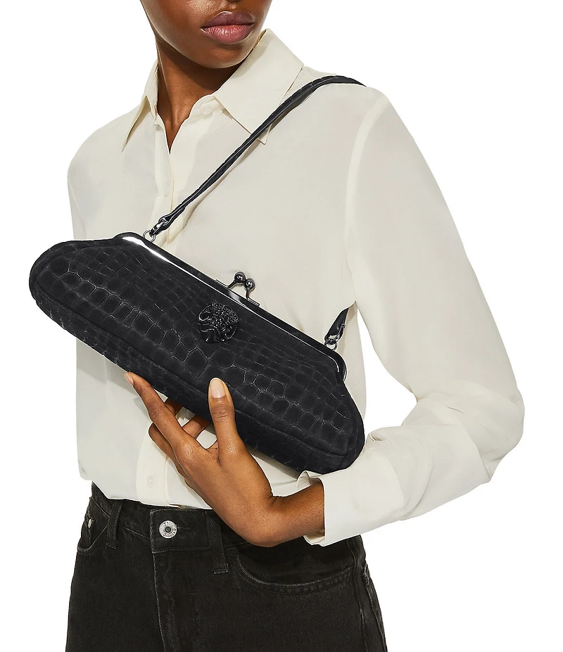 Kurt Geiger London Kensington Suede Croc Frame Shoulder Bag