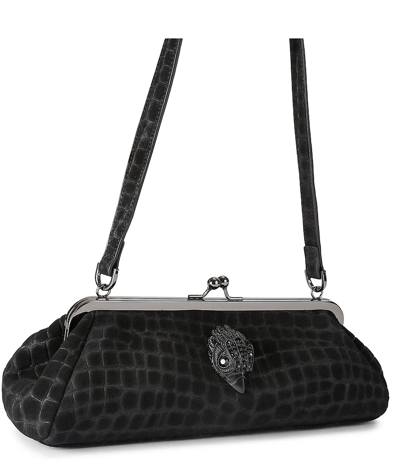 Kurt Geiger London Kensington Suede Croc Frame Shoulder Bag
