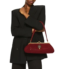 Kurt Geiger London Kensington Suede Crocodile Frame East-West Shoulder Bag