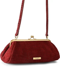 Kurt Geiger London Kensington Suede Crocodile Frame East-West Shoulder Bag