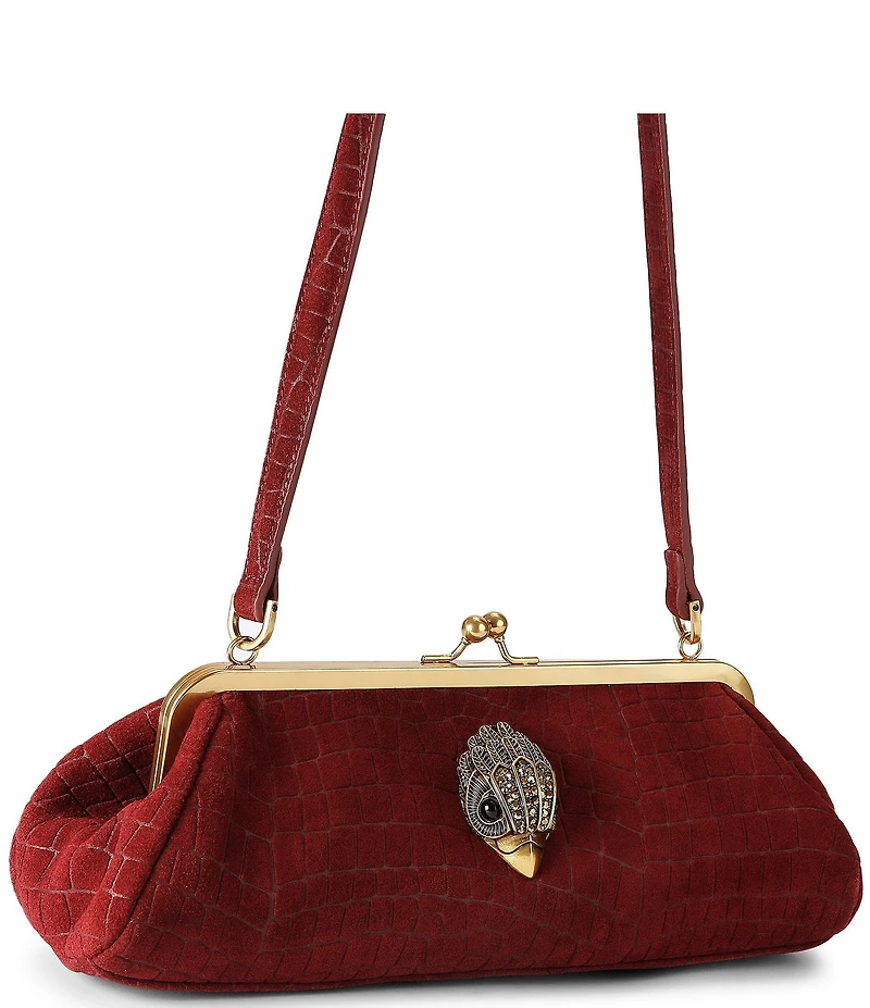 Kurt Geiger London Kensington Suede Crocodile Frame East-West Shoulder Bag