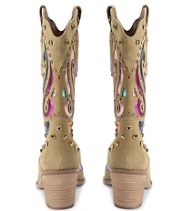 Kurt Geiger London Kensington Suede Metallic Studded Cowboy Boots