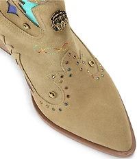 Kurt Geiger London Kensington Suede Metallic Studded Cowboy Boots