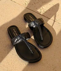 Kurt Geiger London Kensington Quilted Leather Logo Ornament T-Bar Sandals