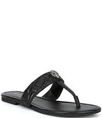 Kurt Geiger London Kensington Quilted Leather Logo Ornament T-Bar Sandals