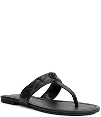 Kurt Geiger London Kensington Quilted Leather Logo Ornament T-Bar Sandals