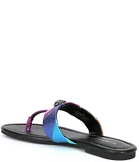 Kurt Geiger London Kensington Metallic Rainbow Leather Logo Ornament T-Bar Sandals