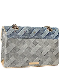 Kurt Geiger London Kensington Two Tone Woven Denim Heart Jeweled Crossbody Bag