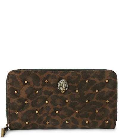 Kurt Geiger London Kensington Zip Around Suede Leopard Studded Wallet