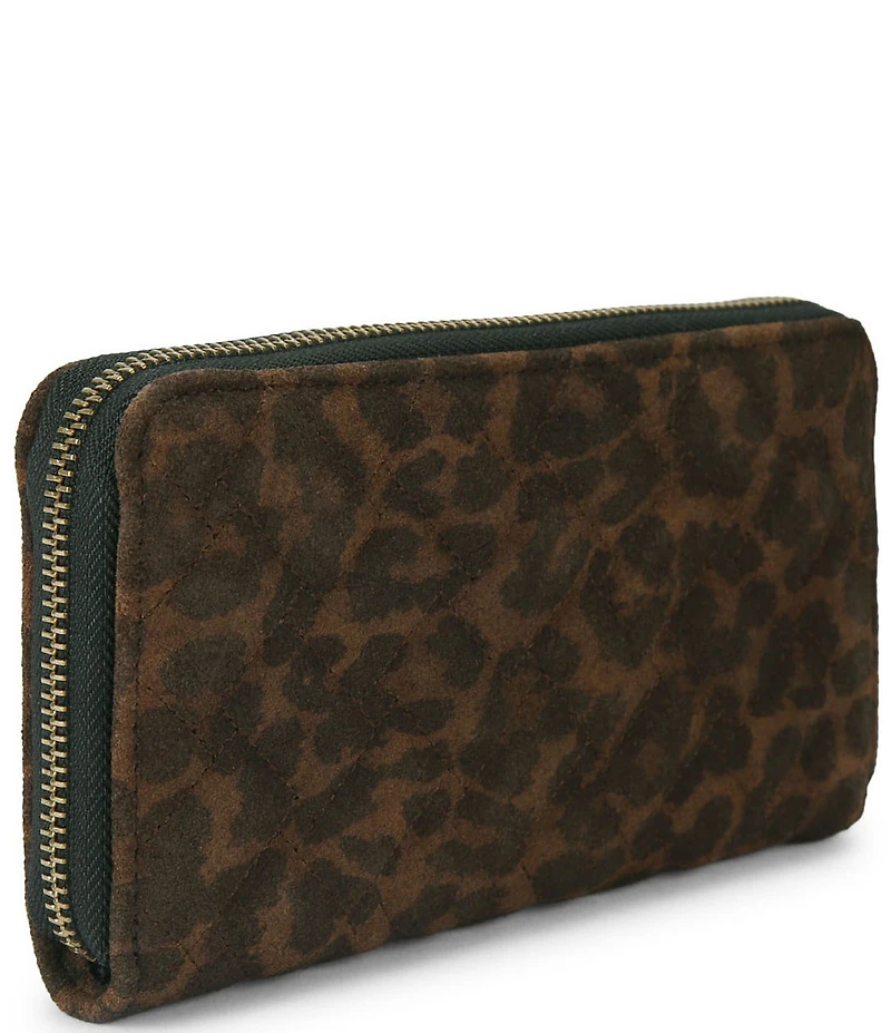 Kurt Geiger London Kensington Zip Around Suede Leopard Studded Wallet