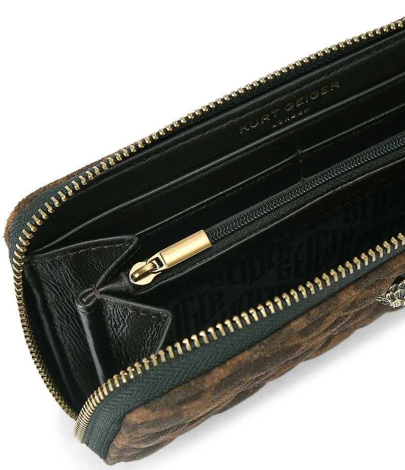 Kurt Geiger London Kensington Zip Around Suede Leopard Studded Wallet