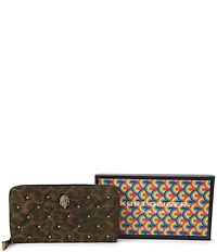 Kurt Geiger London Kensington Zip Around Suede Leopard Studded Wallet