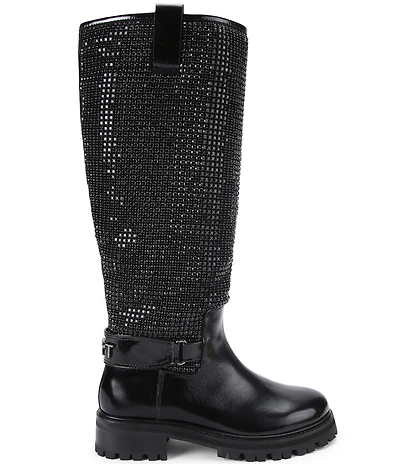 Kurt Geiger London Kurt Crystal Embellished Logo Hardware Knee High Boots
