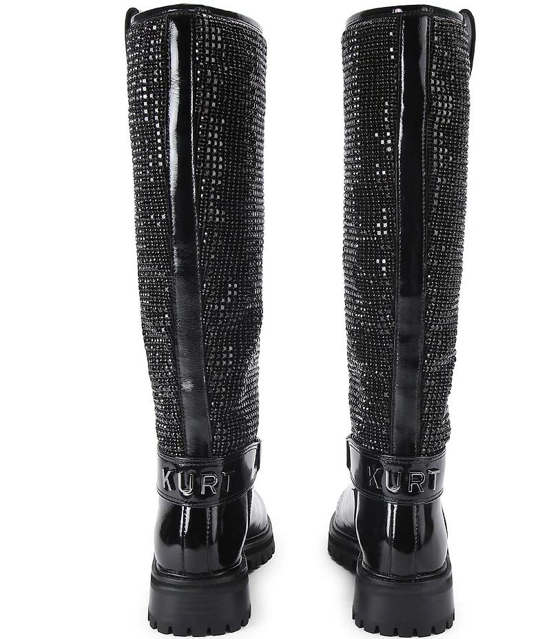 Kurt Geiger London Kurt Crystal Embellished Logo Hardware Knee High Boots