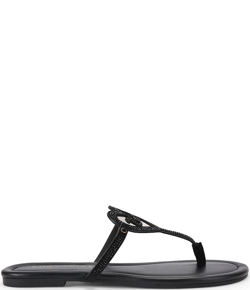 Kurt Geiger London Kurt Heart Embellished Metallic Logo T-Bar Sandals