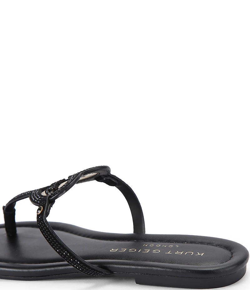 Kurt Geiger London Kurt Heart Embellished Metallic Logo T-Bar Sandals