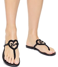 Kurt Geiger London Kurt Heart Embellished Metallic Logo T-Bar Sandals