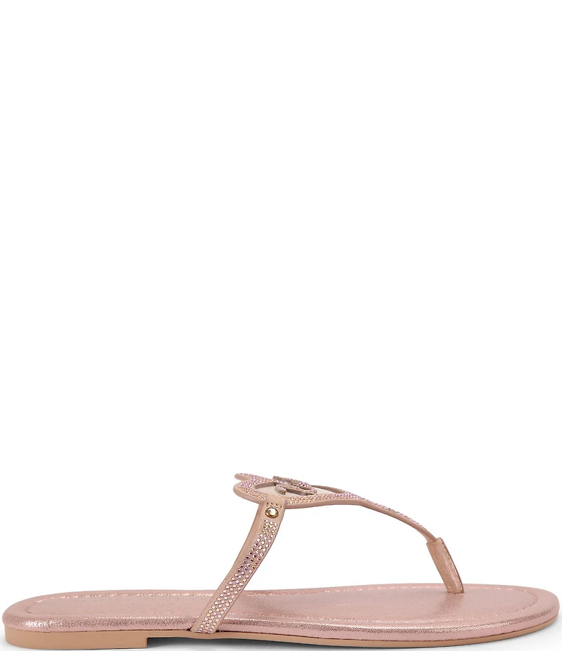 Kurt Geiger London Kurt Heart Embellished Metallic Logo T-Bar Sandals