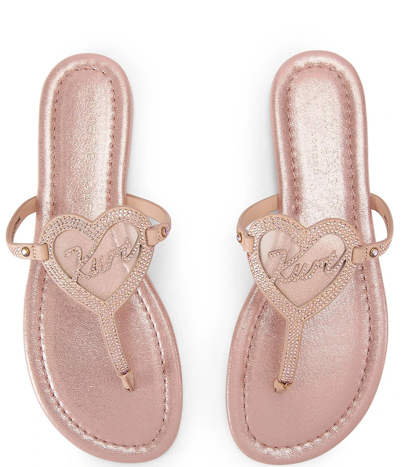Kurt Geiger London Kurt Heart Embellished Metallic Logo T-Bar Sandals