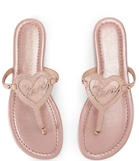 Kurt Geiger London Kurt Heart Embellished Metallic Logo T-Bar Sandals
