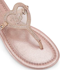 Kurt Geiger London Kurt Heart Embellished Metallic Logo T-Bar Sandals
