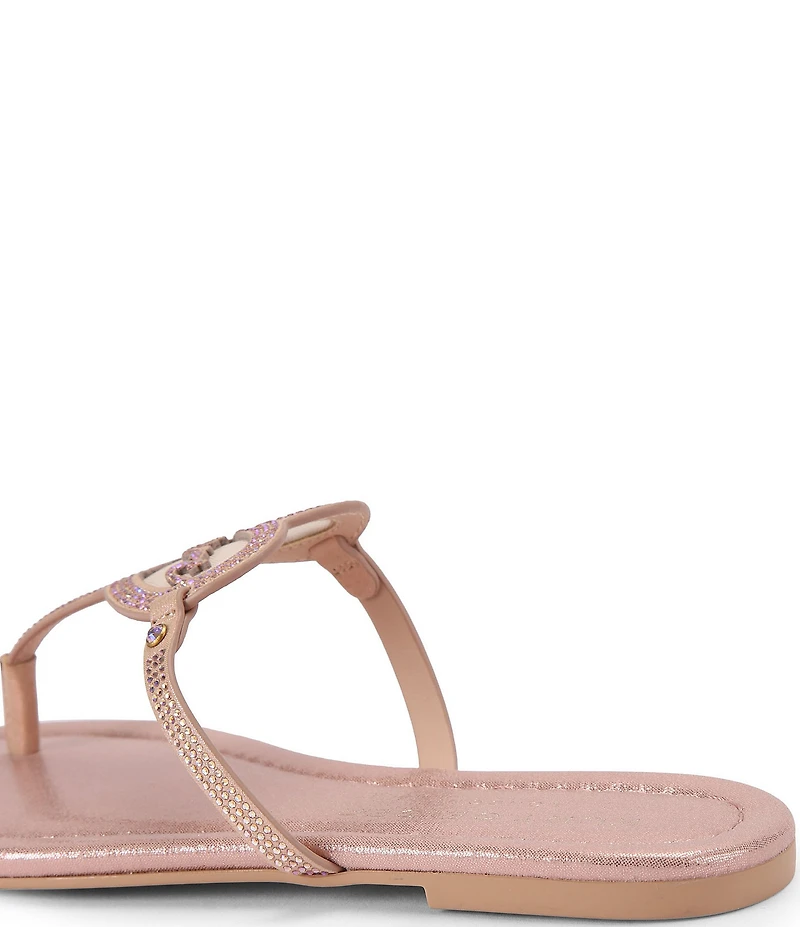 Kurt Geiger London Kurt Heart Embellished Metallic Logo T-Bar Sandals