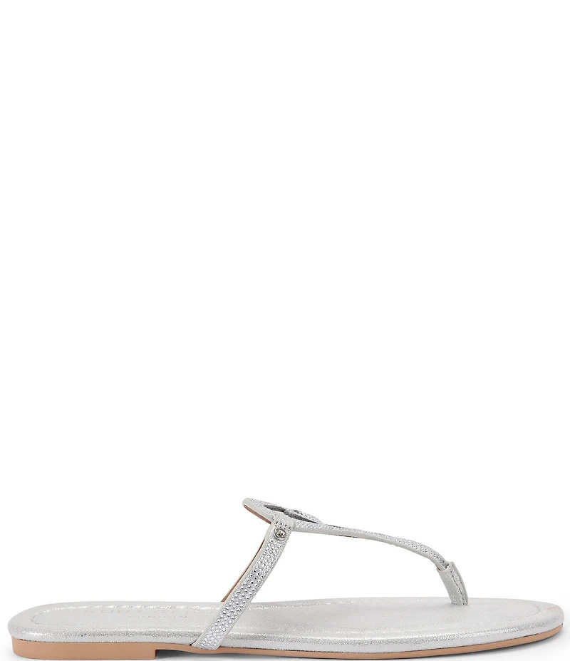 Kurt Geiger London Kurt Heart Embellished Metallic Logo T-Bar Sandals