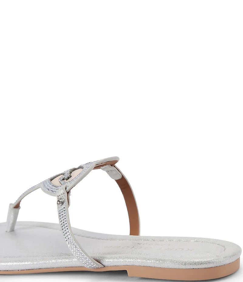 Kurt Geiger London Kurt Heart Embellished Metallic Logo T-Bar Sandals
