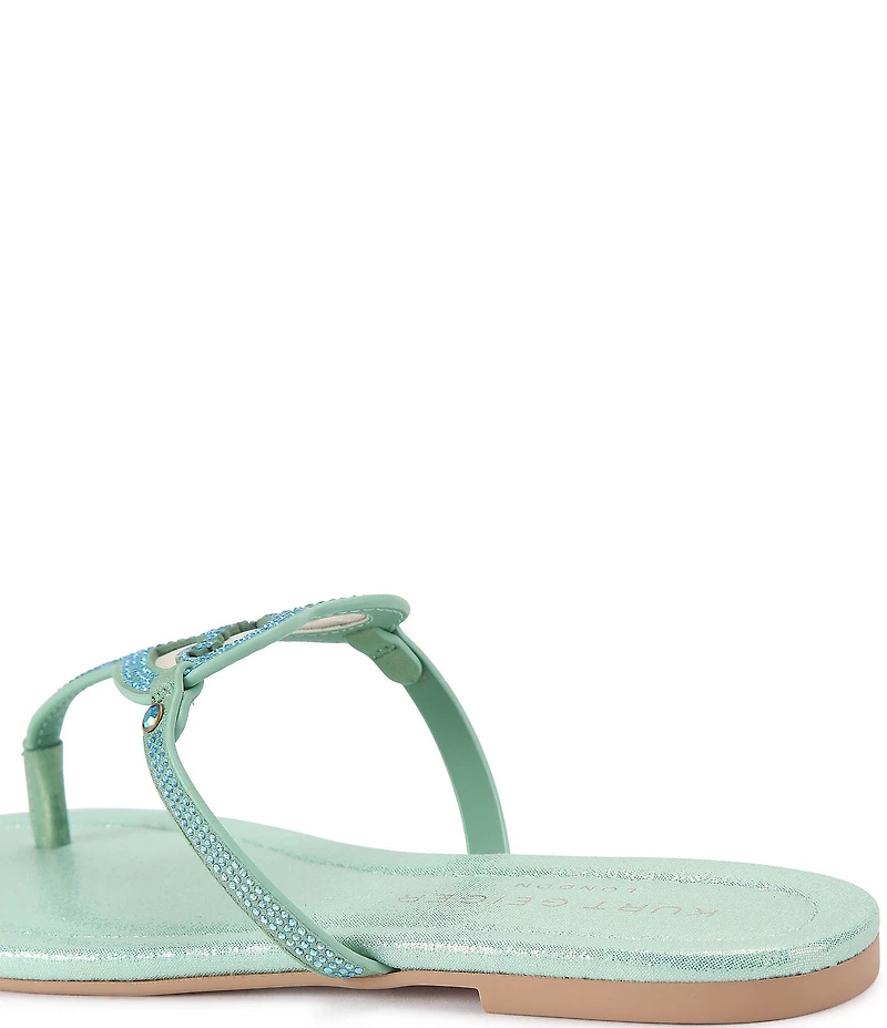 Kurt Geiger London Kurt Heart Embellished Metallic Logo T-Bar Sandals