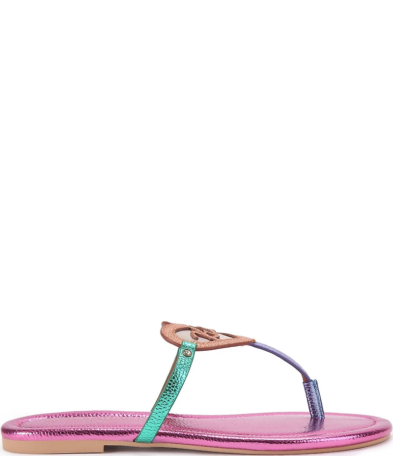 Kurt Geiger London Kurt Heart Embellished Metallic Logo T-Bar Sandals