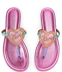 Kurt Geiger London Kurt Heart Embellished Metallic Logo T-Bar Sandals