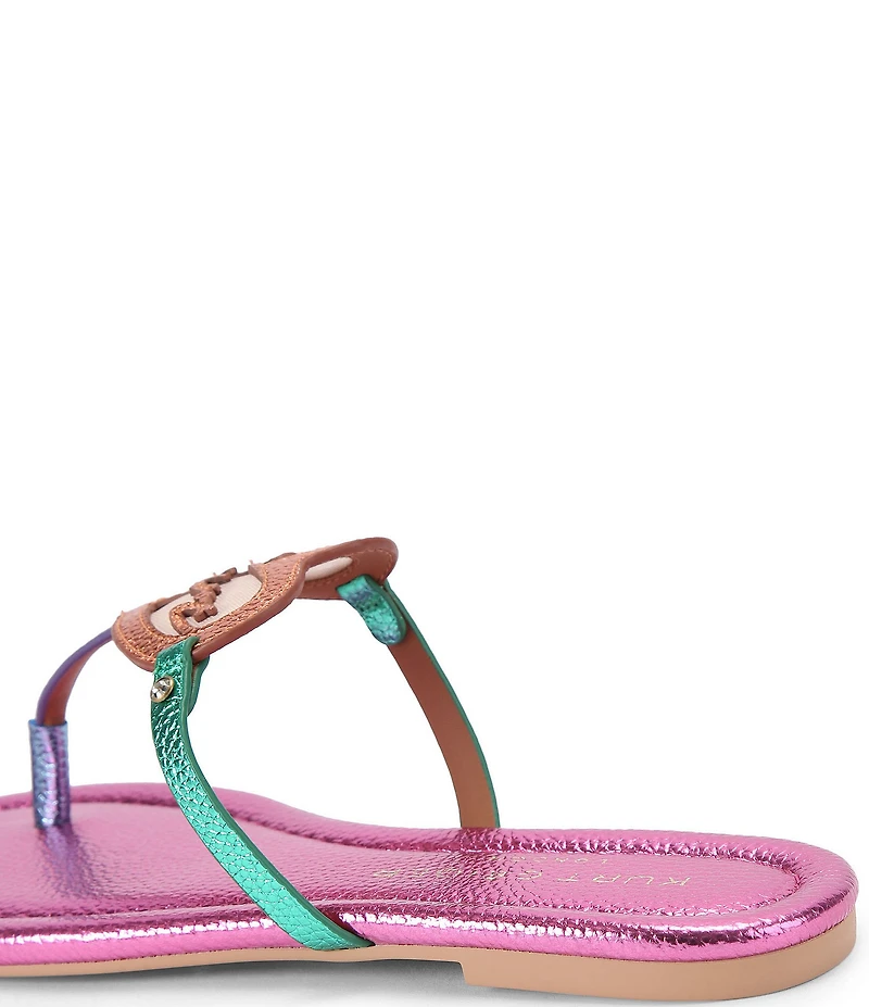 Kurt Geiger London Kurt Heart Embellished Metallic Logo T-Bar Sandals