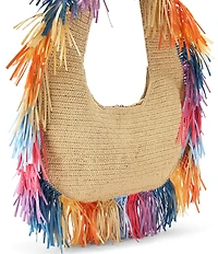 Kurt Geiger London Kurt Large Woven Rainbow Fringe Hobo Bag
