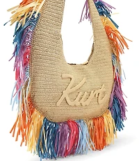 Kurt Geiger London Kurt Large Woven Rainbow Fringe Hobo Bag