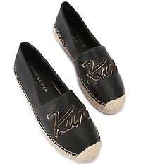 Kurt Geiger London Kurt Leather Logo Slip On Espadrille Flats