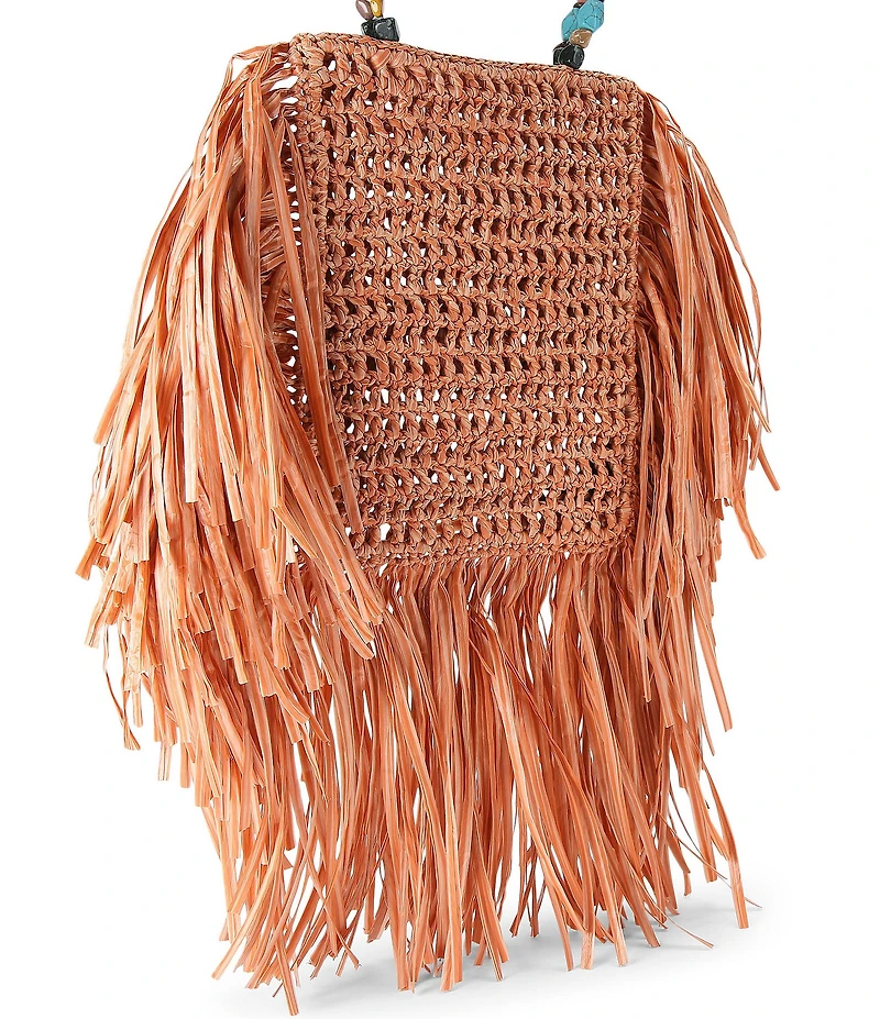 Kurt Geiger London Kurt Mini Woven Beaded Handle Fringe Tote Bag