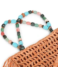 Kurt Geiger London Kurt Mini Woven Beaded Handle Fringe Tote Bag