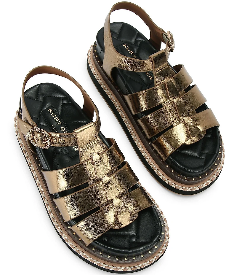 Kurt Geiger London Kurt Orson Fisherman Metallic Studded Ornament Sandals