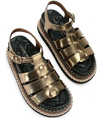 Kurt Geiger London Kurt Orson Fisherman Metallic Studded Ornament Sandals